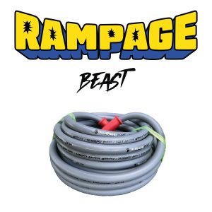 RAMP208-100: RAMPAGE BEAST 100ft Smooth Gray 1/2″ Double Wire 6200 PSI High Pressure Hose